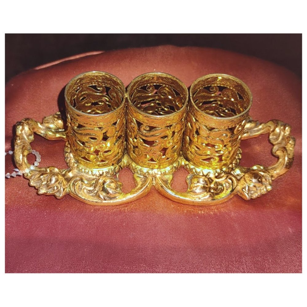 Gold Plated Vintage Vanity Makeup Holder Stylebuilt